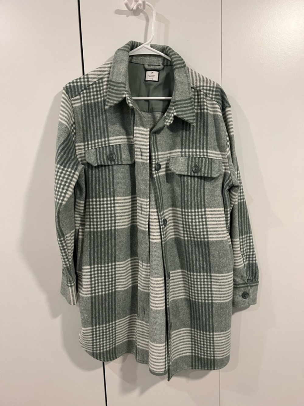 Denver Hayes Green & Cream Plaid Shacket Jacket